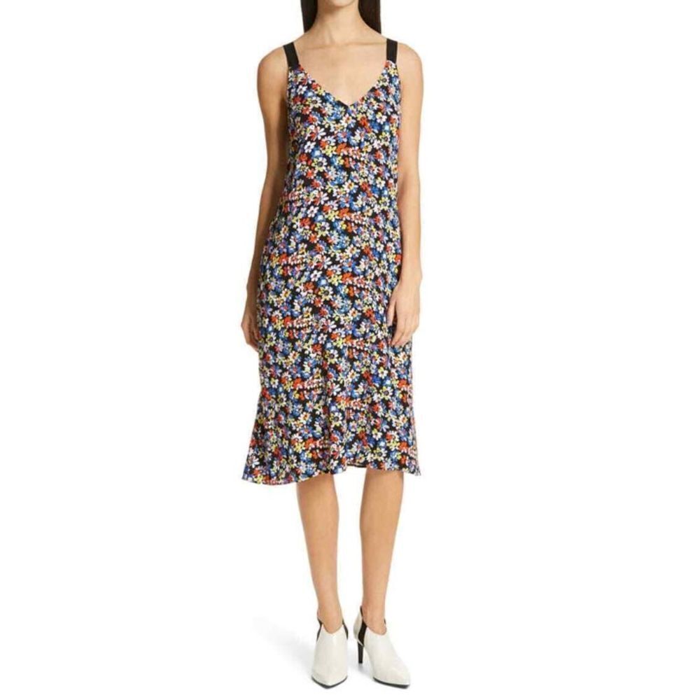 Rag & Bone - Women’s 'Estell' Midi Slip Dress, Floral, Crepe - Black Extra Small - Picture 3 of 12